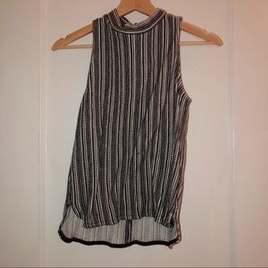 Madewell Black and White textured mock neck tank